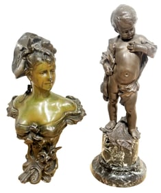 LOT OF (2) FRENCH CAST BRONZE STATUES, CA. 1900'S
