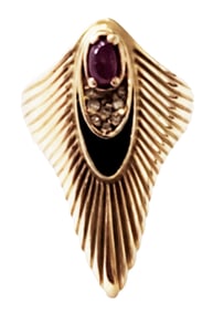 LADYS 14KT ART DECO STYLE RING, "ERTE" DESIGN