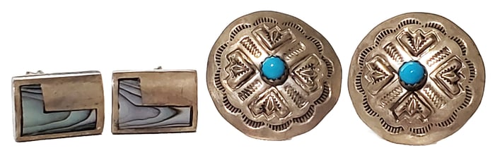 SILVER CUFF LINKS, LOT OF (2) PAIRS
