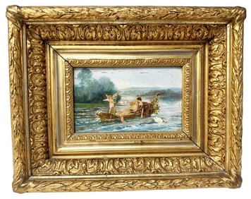 CONTINENTAL 19TH C. OIL ON PANEL W/ GESSO FRAME