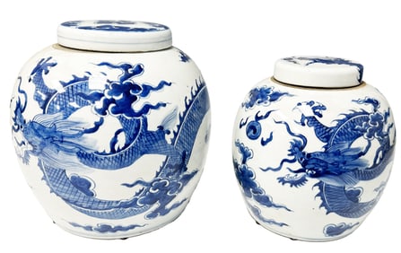 CHINESE QING DYNASTY PORCELAIN DRAGON JARS
