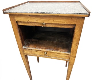 LOUIS XV 18TH C. TAMBOOR ROLL TABLE W/ MARBLE