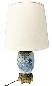 DELFT BLUE & WHITE PORCELAIN VASE/LAMP, 18TH C.