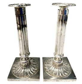 18TH C. SILVER CANDLESTANDS W/ HANNOVER HALLMARK