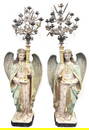 PAIR STANDING 19TH C. ANGEL FIGURAL CANDLEABRAS