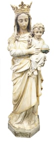 ANTIQUE 19TH C. STANDING MARY W/ BABY JESUS STATUE