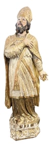 ANTIQUE 19TH C. PAINTED STATUE OF ST. PETER