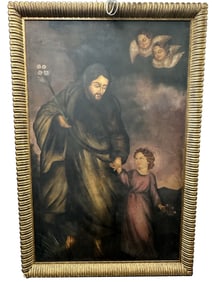 ANTIQUE LATE 1800'S OIL ON CANVAS OF CHIRST