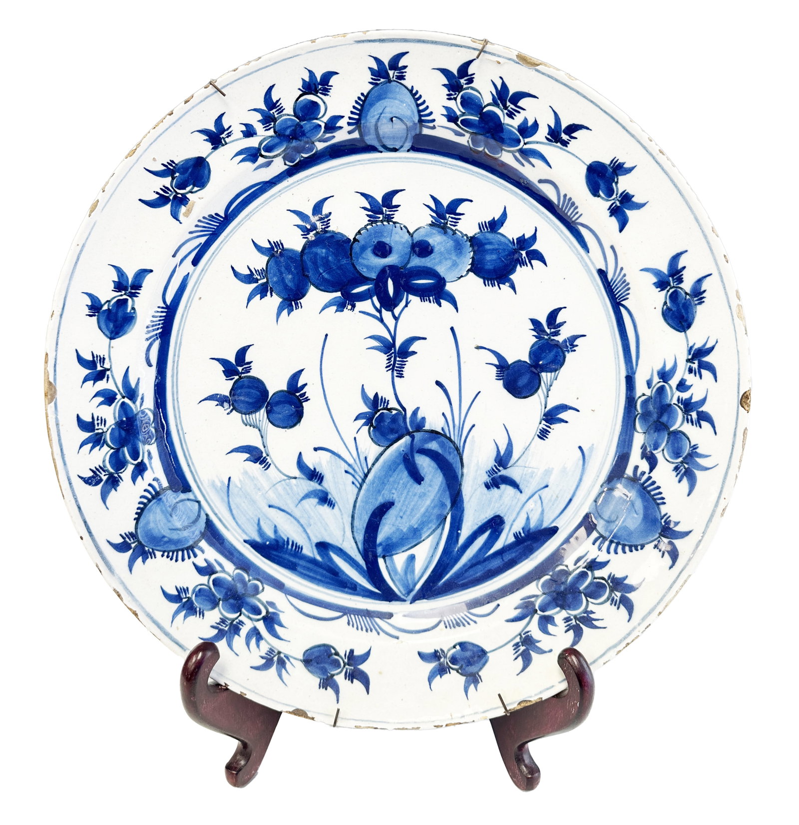 DELFT 18TH C. BLUE & WHITE CHARGER: Diameter- 14" Third party shipping only for this lot