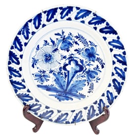 DELFT 18TH C. BLUE & WHITE CHARGER