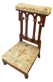 19TH C. NEEDLE POINT PRAYING CHAIR