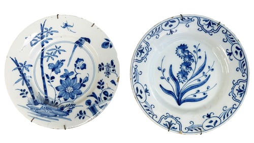 DELFT 18TH C. PAIR BLUE & WHITE PLATES