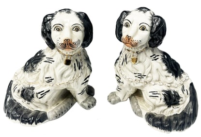 PAIR OF VINTAGE STAFFORSHIRE PORCELAIN DOGS