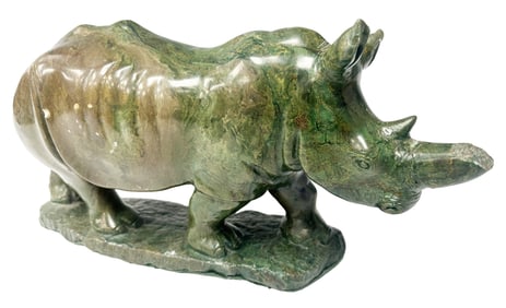 CARVED STONE STATUE OF RHINO