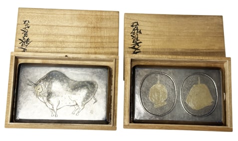 JAPANESE SILVER COMPACTS, LOT OF (2)