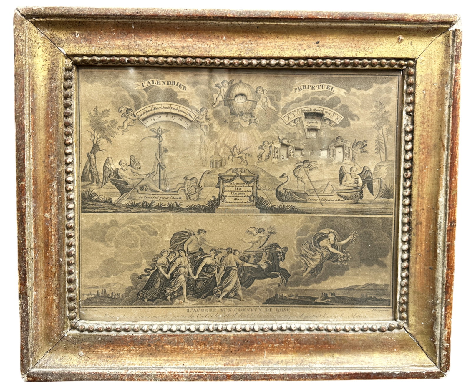 18TH C. PERPETUAL CALENDAR: Overall- 11" x 13" Third party shipping only for this lot