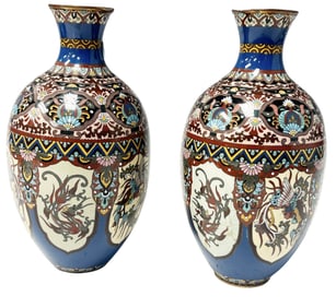 PAIR OF JAPANESE CLOISONNE VASES
