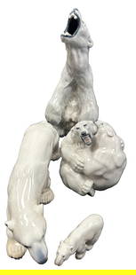 ROYAL COPENHAGEN PORCELAIN FIGURINES- LOT OF (4): Polar bears Third party shipping only for this lot