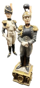 LOT OF (2) CHALKWARE PAINTED SOLDIER STATUES