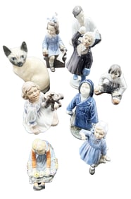 ROYAL COPENHAGEN PORCELAIN FIGURINES- (9) TOTAL