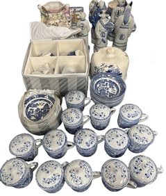 LOT OF BLUE & WHITE PORCELAIN CHINA