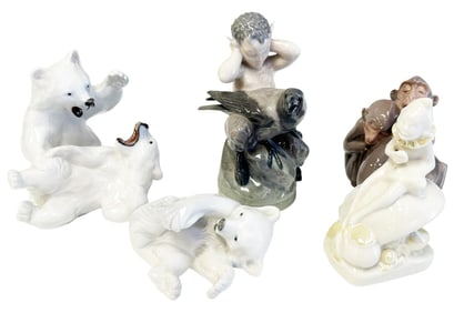LOT OF (5) ROYAL COPENHAGEN PORCELAIN FIGURINES