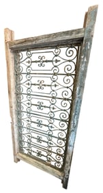 RUSTIC PRIMITIVE STYLE WOOD WINDOW W/ METAL SCREEN