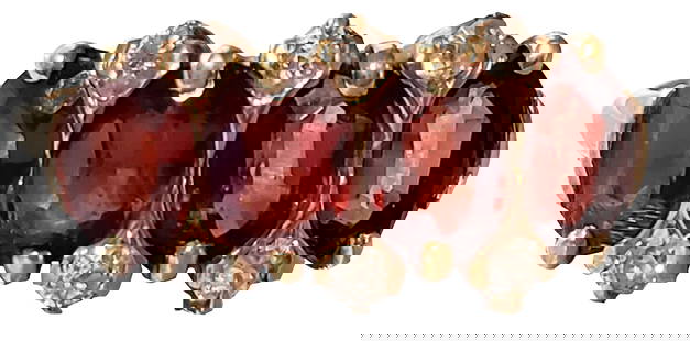 LADYS ANTIQUE 14KT DIAMOND & GARNET RING: Weight- 1.9 grams Ring size- 5.25 Shipping U.S. $20 plus insurance