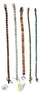LOT OF (5) STERLING SILVER /GEM BRACELETS: some w/ boxes Shipping U.S. $25 plus insurance