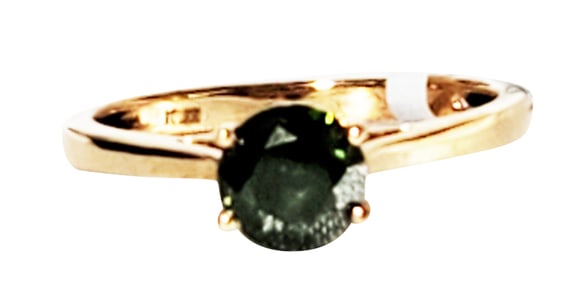 LADYS 10KT VIVID FANCY GREEN RING