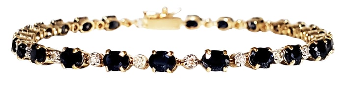 LADYS 14KT Y.G SAPPHIRE AND DIAMOND BRACELET