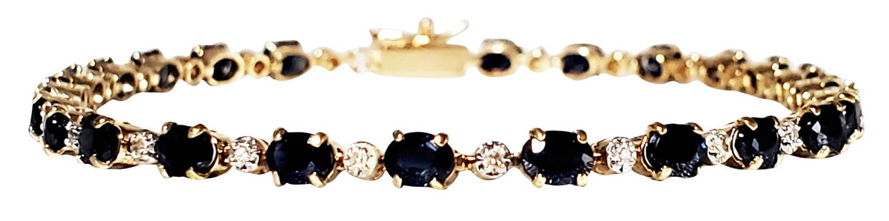 LADYS 14KT Y.G SAPPHIRE AND DIAMOND BRACELET: Weight- 5.6 grams Length- 7" Shipping U.S. $20 plus insurance