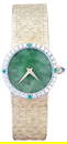 18KT PIAGET DIAMOND & EMERALD BEZEL W/ JADE WATCH