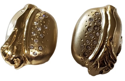 LADYS 14KT YELLOW GOLD & DIAMOND EARRINGS