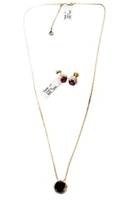 LADYS RUBY & DIAMOND EARRINGS & PENDANT