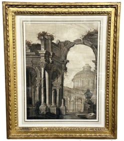 LOUIS XVI ARCHITECTURE PEN WASH DRAWING