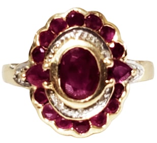 LADYS RUBY & DIAMOND 14KT Y.G RING