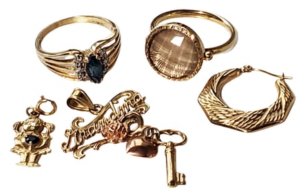 LOT OF 14KT Y.G. LADYS JEWELRY