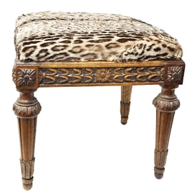 FRENCH 18TH C. WALNUT CARVED FOOTSTOOL