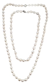 LOT OF (2) LADYS BAROQUE PEARL NECKLACES