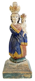 MADONNA AND CHILD, CA. 1800'S WOOD STATUE