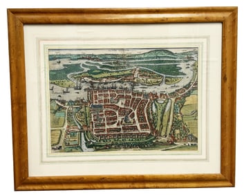 GERMAN 17TH C. COLORED MAP- STETTIN