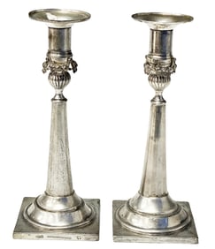PAIR OF SILVER CANDLESTICKS, CA. 18TH C.