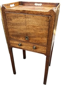 MAHOGANY 19TH C. BEDSIDE COMMODE W/ TRAY TOP