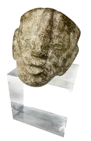 PRE-COLUMBIAN/MEXICAN CARVED STONE HEAD