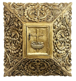 LATE 1800'S CARVED AND GOLD PAINTED CHALICE HOLDER