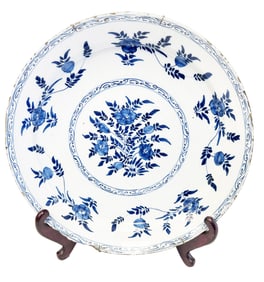 DELFT 18TH C. FLOWERING BRACH B/W CHARGER