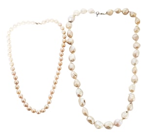 LOT OF (2) LADYS STRAND OF PEARL NECKLACES
