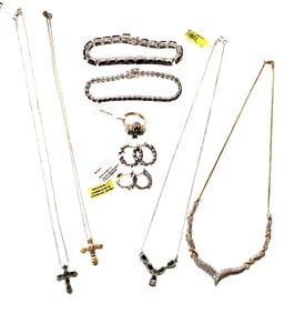 LOT OF (9) STERLING SILVER LADYS JEWELRY