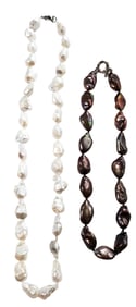 LADYS PEARL & STERLING SILVER NECKLACES, LOT (2)